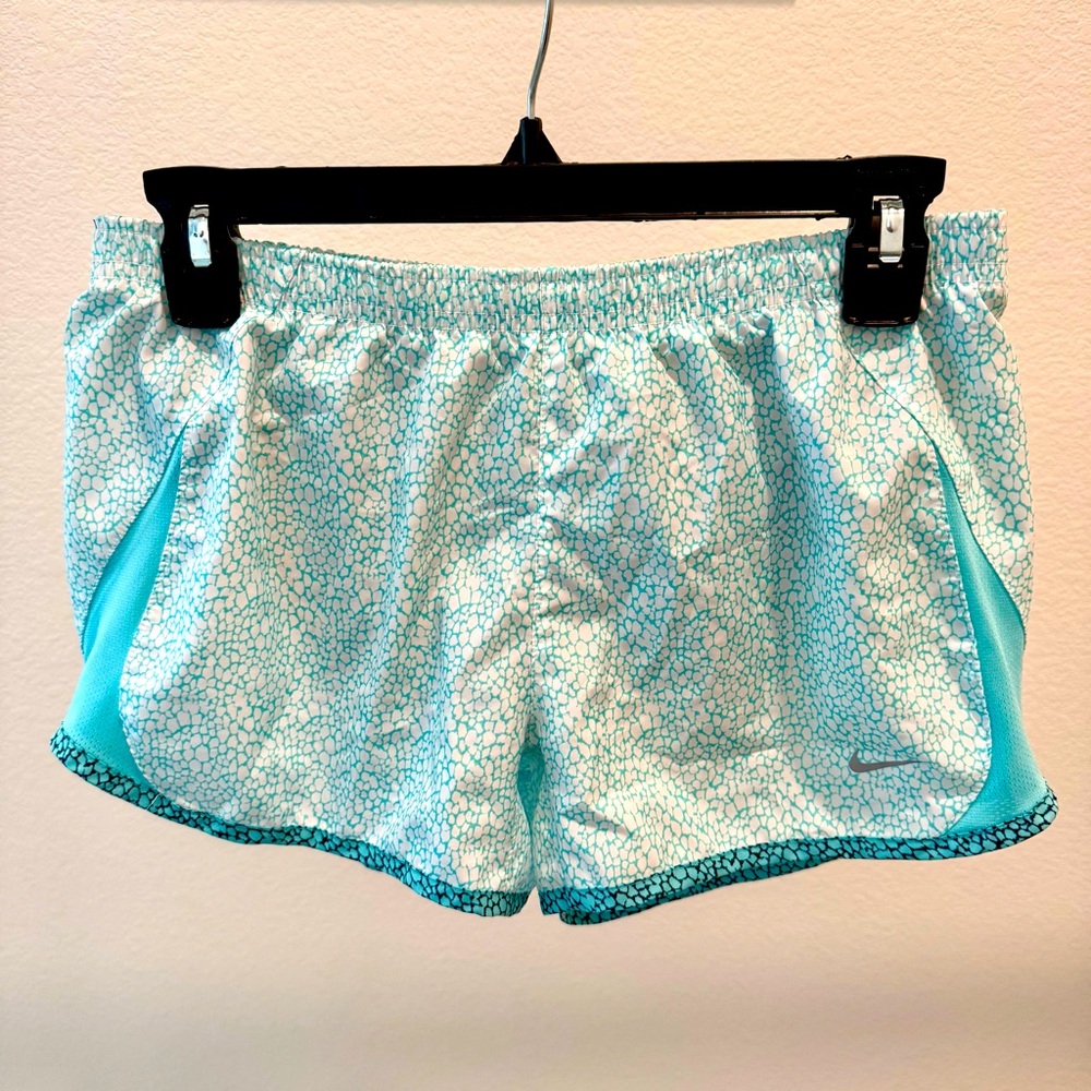 Nike light blue and white active running shorts